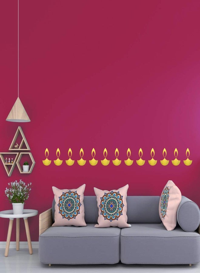 SVM CRAFT Diwali Diya Stickers for Wall Golden Diya Wall Sticker (Set of 21) - Image 1